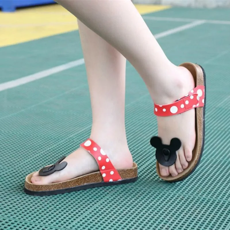 Disney Mickey Mouse Sandals Flip Flops Women Cute Summer Thong Slippers Cartoon Outdoors Sand Beach Shoes Girls Casual Slippers