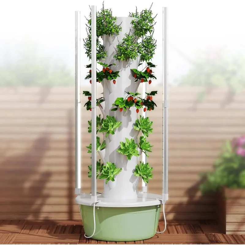 Hydroponic Growing Kit System with 4 LED Grow Lights,Hydroponics Tower Set, 7 Layer 28 Pots Planter, Vertical Hydro Tower Indoor