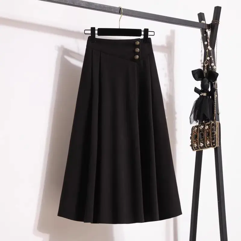 Large Size Autumn And Winter High Waisted Woolen Skirt For Women A-Line Long Pleated Umbrella Skirt Mujer Faldas z4562