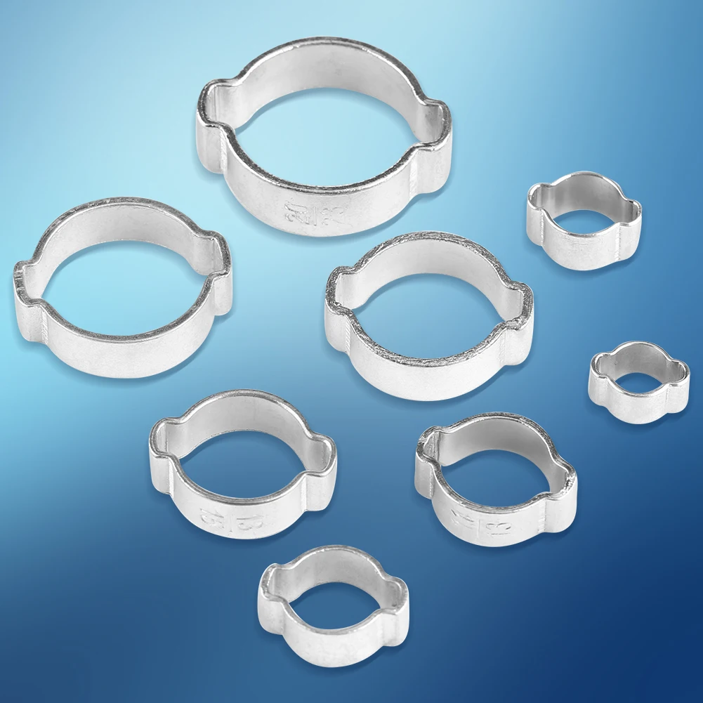 Verzinktes Eisen, verzinkt, zwei Ohr-Schlauchschelle, 5–23 mm, für Fule Benzinrohr, Schlauchschelle, Rohrschelle, Schlauchschelle, Rohrschelle