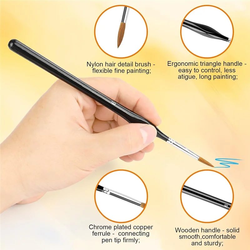 QWE-Small Detail Brushes Fine Brush Set Lining Brush For Model Crafts Watercolor Acrylic Oil