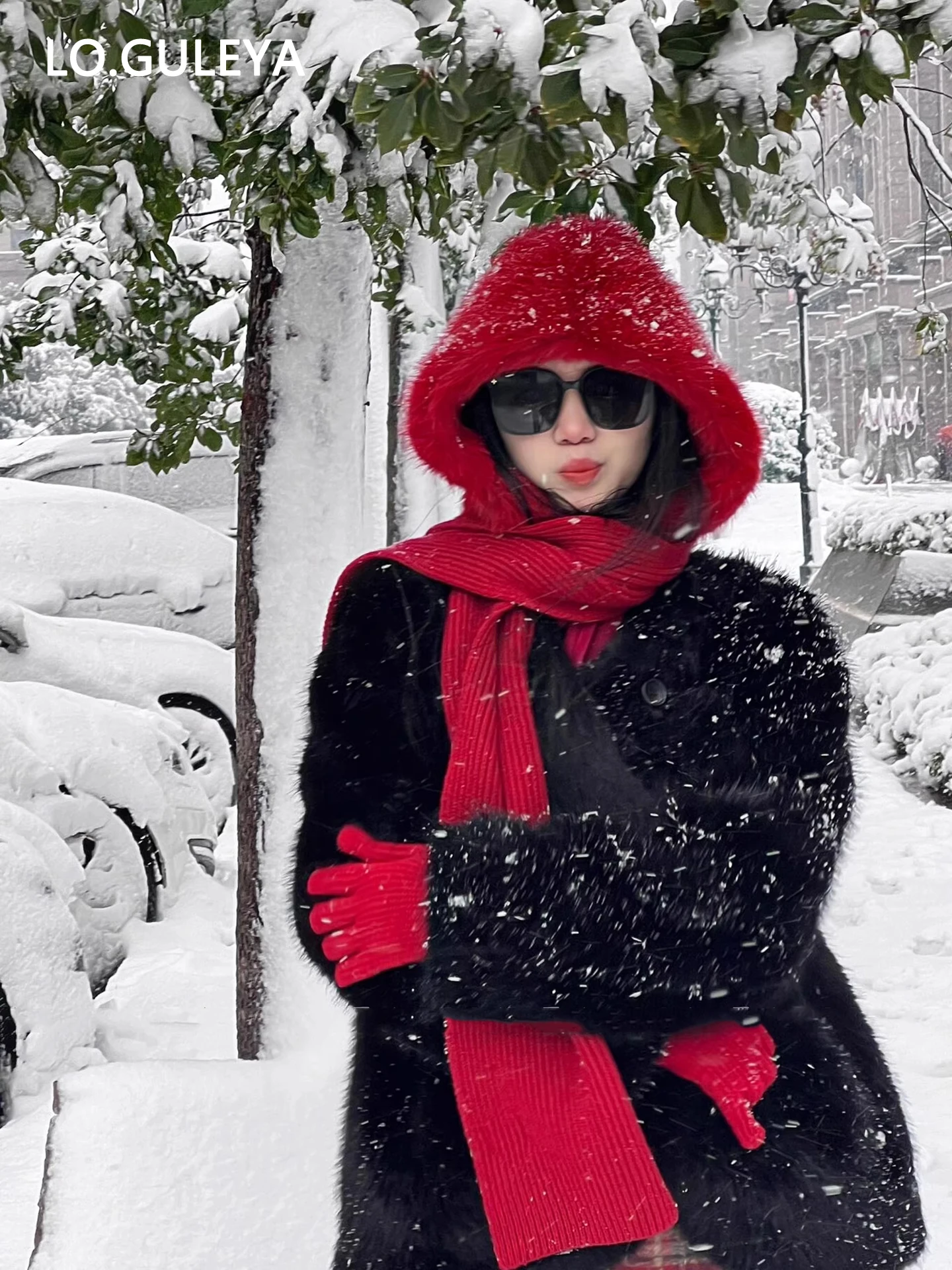 loguleya-winter-warmth-plu-little-red-hat-women's-snowy-aosphere-feeling-face-reveal-hat-korean-sle-youth-faion