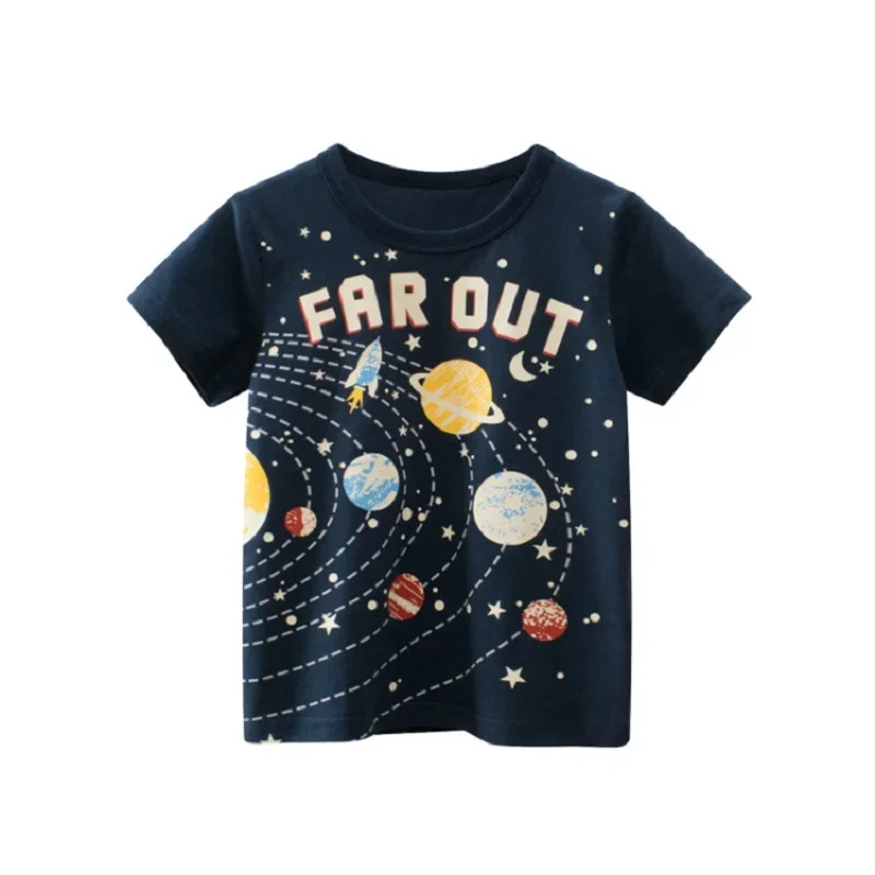 2 3 4 5 6 7 8 9 Years Boys Short Sleeve T-shirts Korean Version Kids Clothing Children Cotton Tees Summer Cartoon Tops