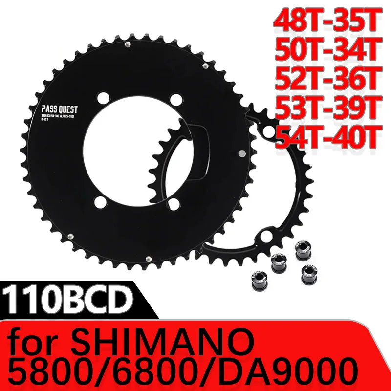 

Двойная Звездочка 110BCD для Shimano 5800, 6800, DA9000, 48-35T/50-34T/52-36T/53-39T/54-40T, 2X звездочка, запчасти для велосипеда, алюминий