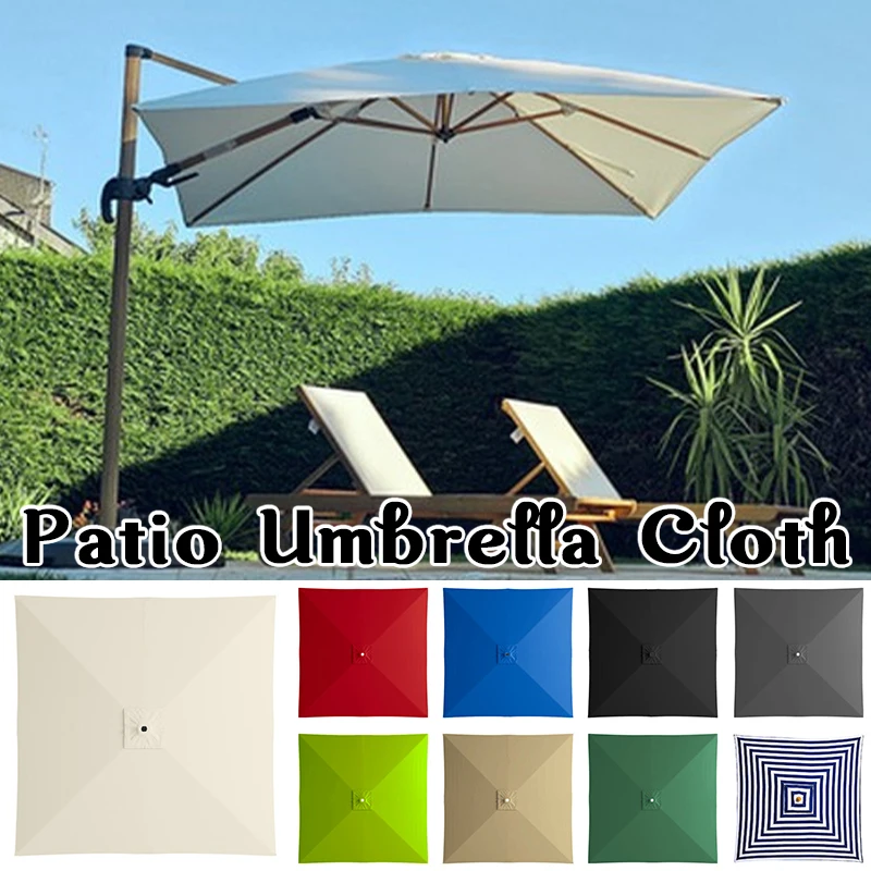 2x2M Square Polyester Sunshade Cloth 4 Rib Outdoor Patio Umbrella Replacement Canopy Parasol Waterproof Tear Resistance Cloth