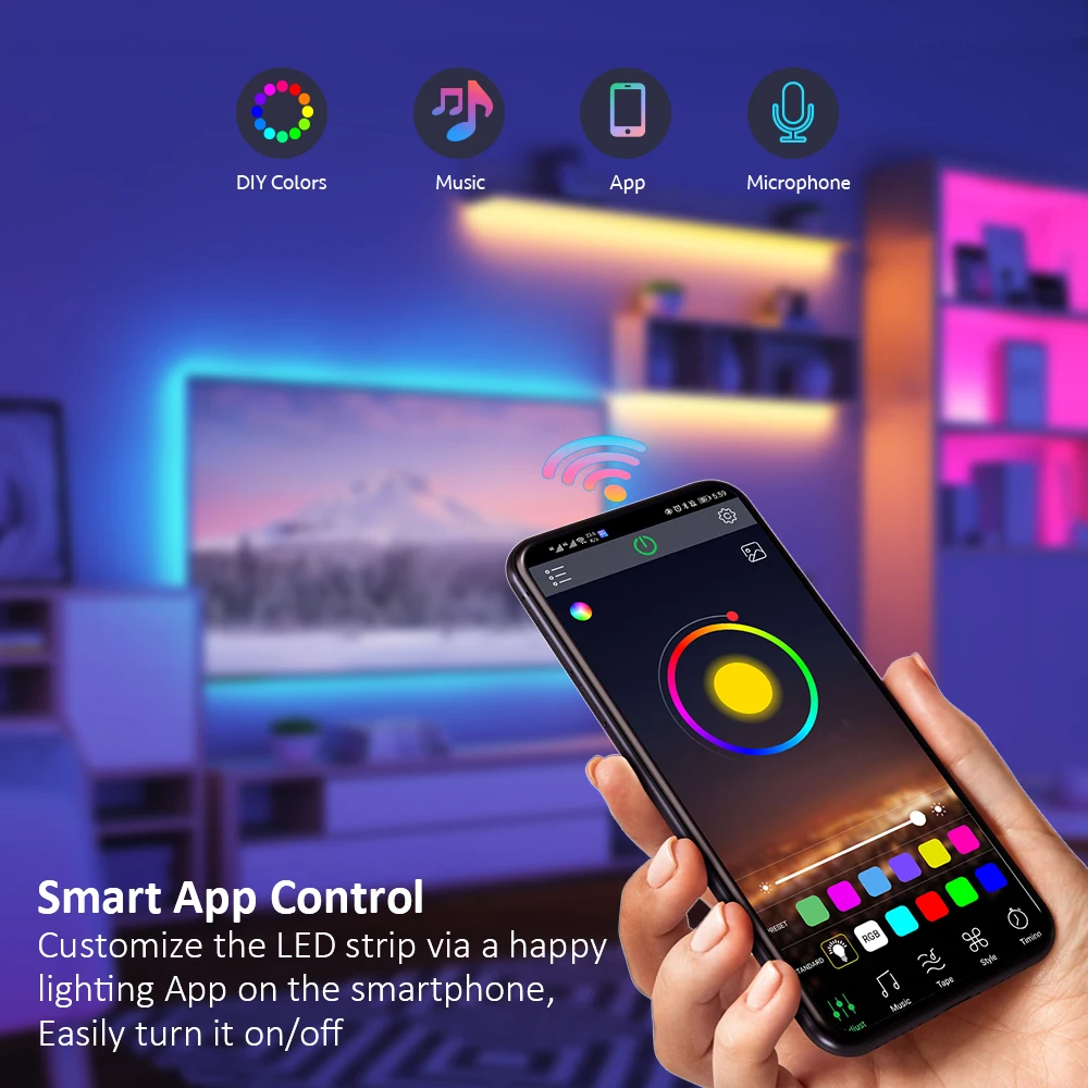 Led Lights for Bedroom , Color Changing RGB Led Strip Lights with 44 Keys Remote and App Control, Music Sync Led Light