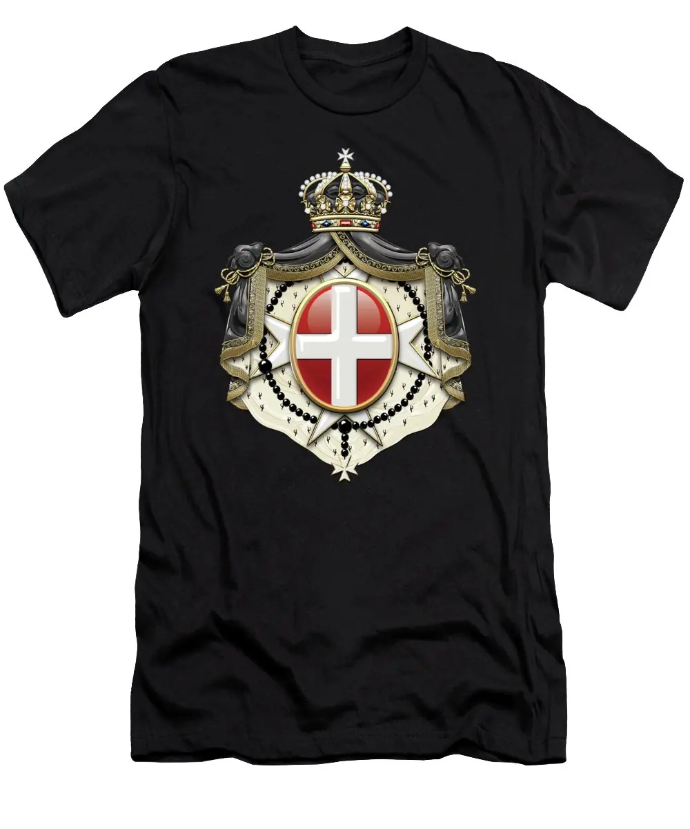 Sovereign Military Order of Malta Coat of Arms over Black Velvet T-Shirt