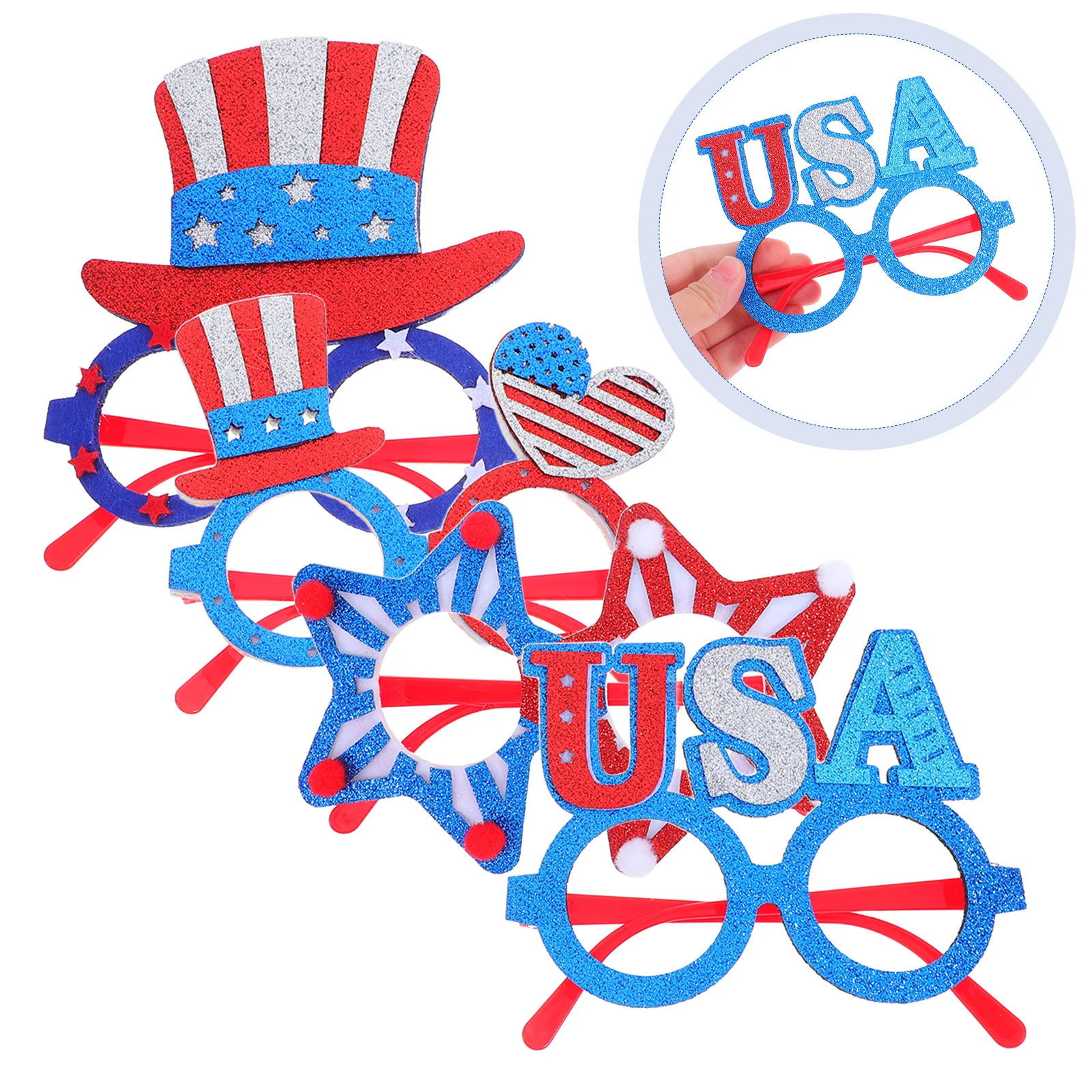 

4pcs Independence Day Glasses Patriotic Flag Design Lightweight Frames Comfortable For 4Th July Party Outdoor Events