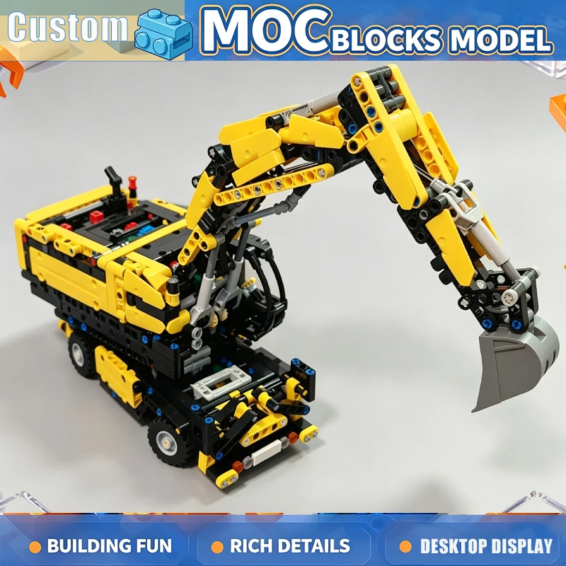 1338PCS Compact Excavator Building Blocks Articulated Construction Vehicle Model DIY Assembly Creative Display Collection Gift