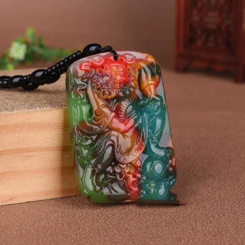 

Xinjiang Hetian Color Jade Zhong Kui Ghost for Men and Women To Ward Off Evil Spirits Joker Pendant