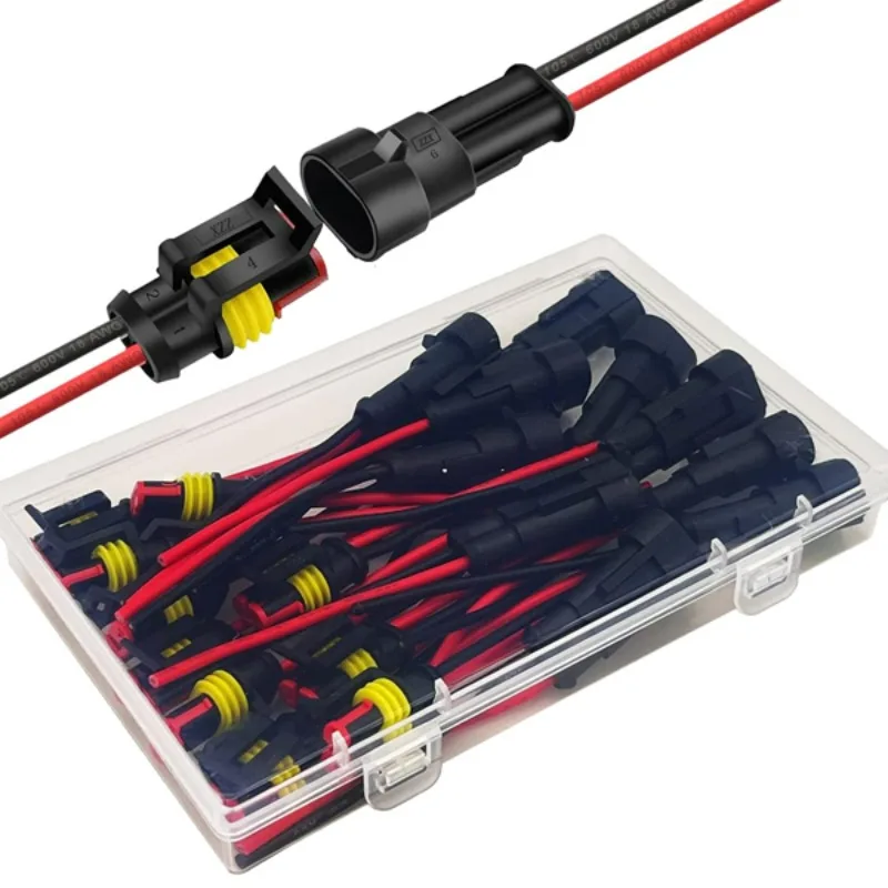 2-контактный автомобильный электрический разъем, водонепроницаемый штекерный и женский кабель, автомобильный разъем, комплект вилок для светодиодного освещения, мотоцикла, лодки