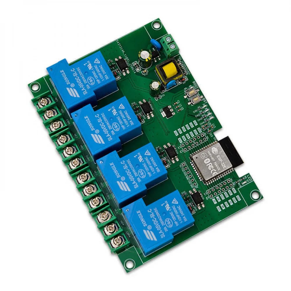 

ESP32E WIFI Bluetooth и четырехканальный релейный модуль BLE, 30 А, макетная плата ESP32, источник питания переменного тока, релейный модуль дистанционного управления