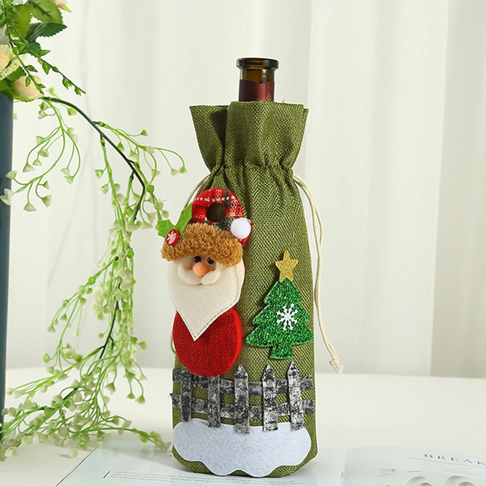 Christmas Theme Wine Bottle Covers Snowman Santa Claus Bag New Year Table Decor Champagne Bottle Cover Sleeve Party Decoration