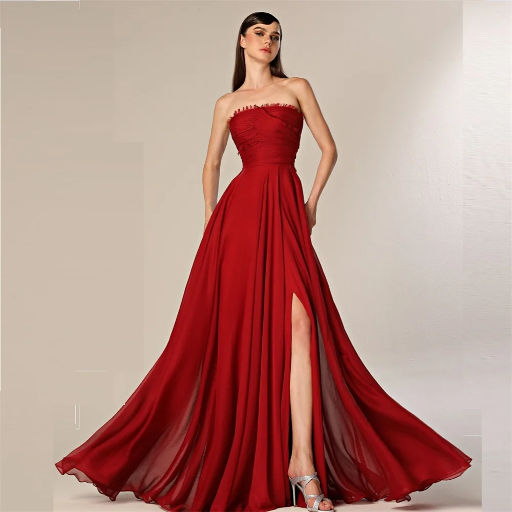 

Prom Gown Formal Dearin Strapless A-line Floor Length Skirts Sleeveless Bespoke Occasion Dresses Saudi Arabia Evening Dress