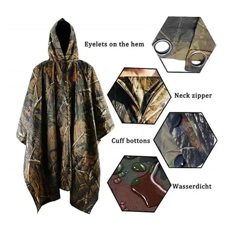 3 in 1 Multifunctional Raincoat Backpack Rain Cover Hiking Cycling Poncho Waterproof Tent Outdoor Camping Shade Tent Picnic Mat