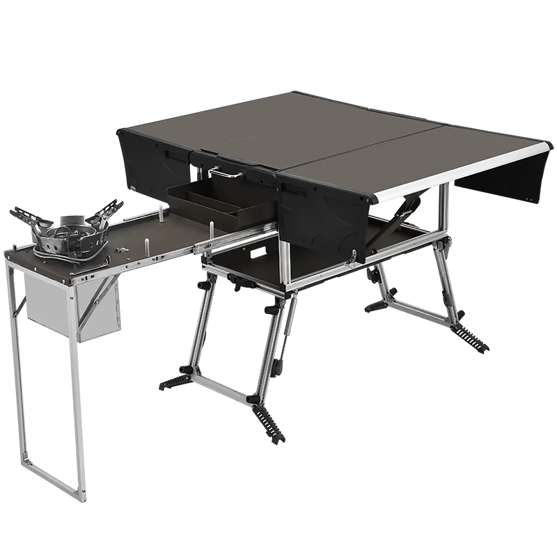 Camp aluminum kitchen and Rv kitchen Bulin C550 Outdoor Equipped Picnic Table Folding Camping Stove Camping Mobile Kitchen