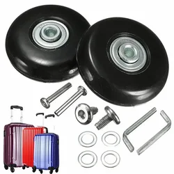 2PCS Black Luggage bag Suitcase Replacement Rubber Wheels Axles Repair Accessories No noise Casters OD 40mm/54mm/60mm/64mm/80mm