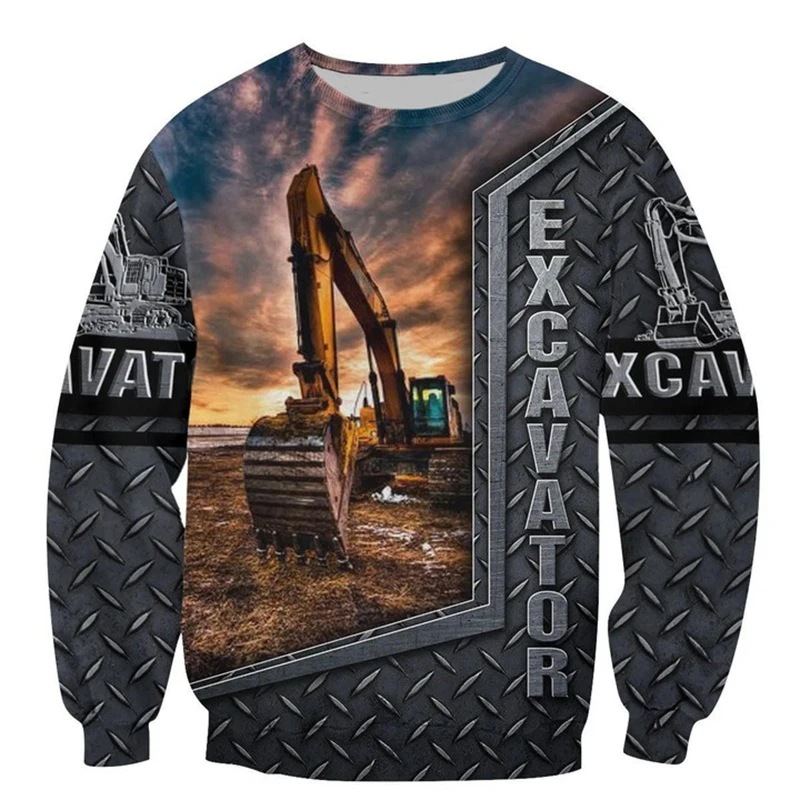 New Men's Sweatshirt 3d Print Welder Work Suit Excavator Graphic Men's Plus Size Casual Round Neck Pullover Street Men Clothing