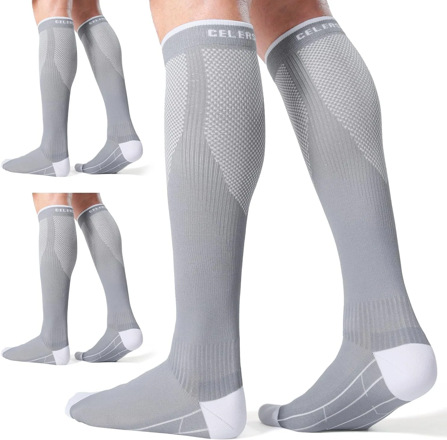 1 Paar Kompressionssocken für Damen und Herren, 20–30 mmHg Laufstützsocken