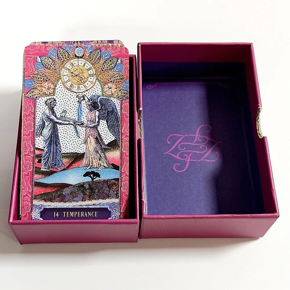 Doppelt geprägtes The Zerner-Farber Tarot-Deck, 78 Stück Collage-Art-Tarotkarten 10,5*6 cm, spirituelles Wahrsagegerät in stabiler Box