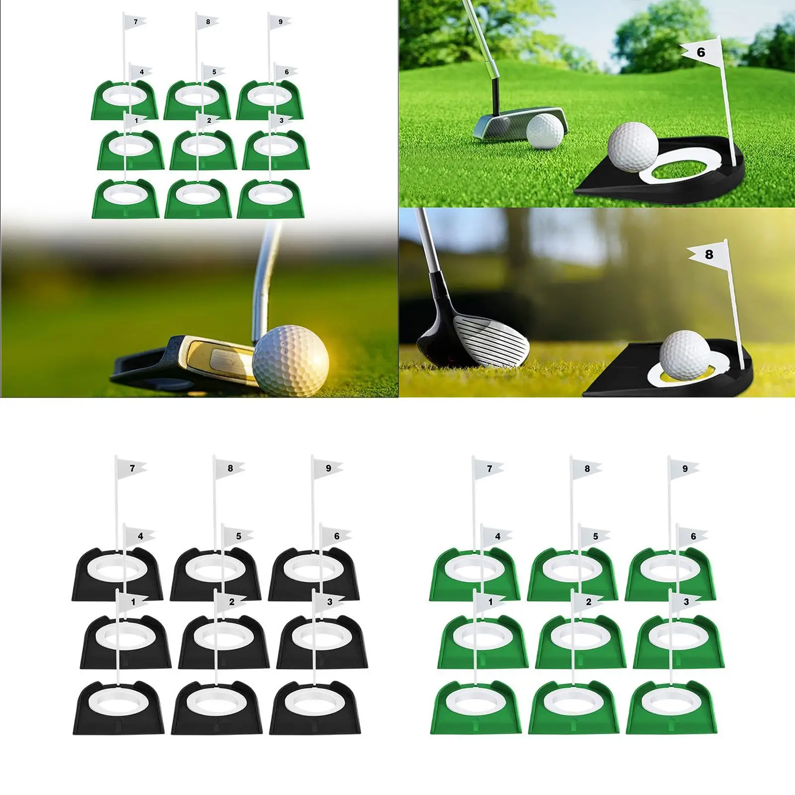 9Pcs Hole Putting Cup for Golf ,Outdoor Yard Indoor Train Aid with Flag,