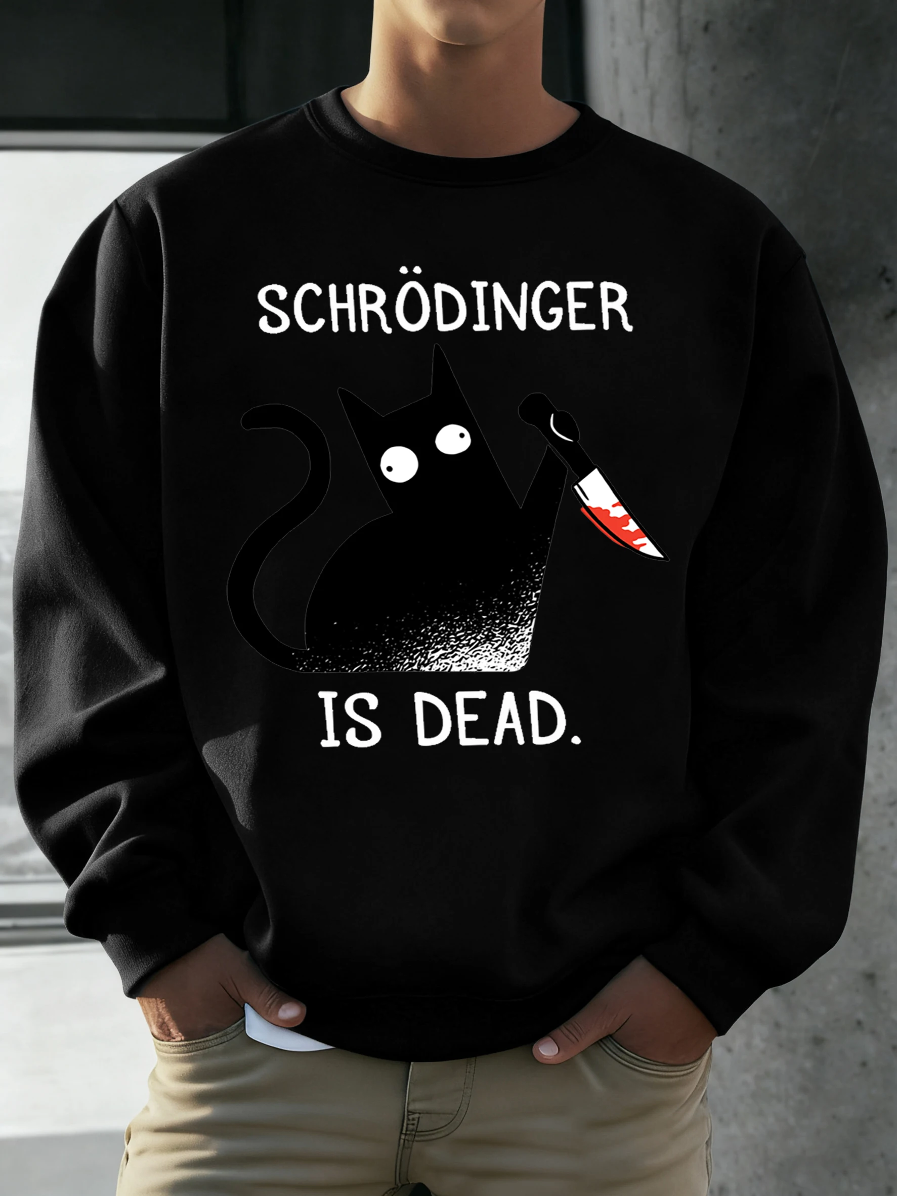 Schrödinger Cat Is Dead Gedrukt Heren Basics Warme Kleding Comfortabel Hip Hop Sweatshirts Casual Mode Hoody Joggen Eenvoudige Tops