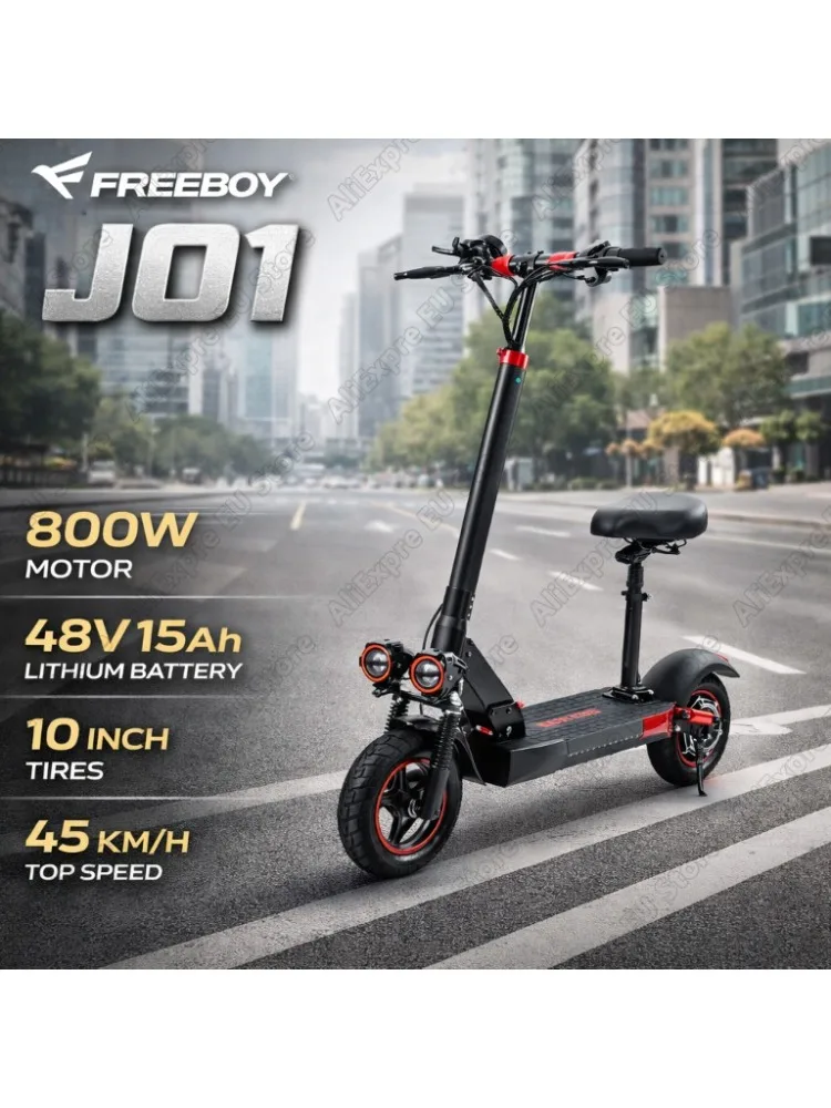 FREEBOY J01 elektrische scooter voor volwassenen, 800W motor, 48V15Ah batterij, dubbele hydraulische rem, E-scooter automatische cruise, 10 inch band - afbeelding 2
