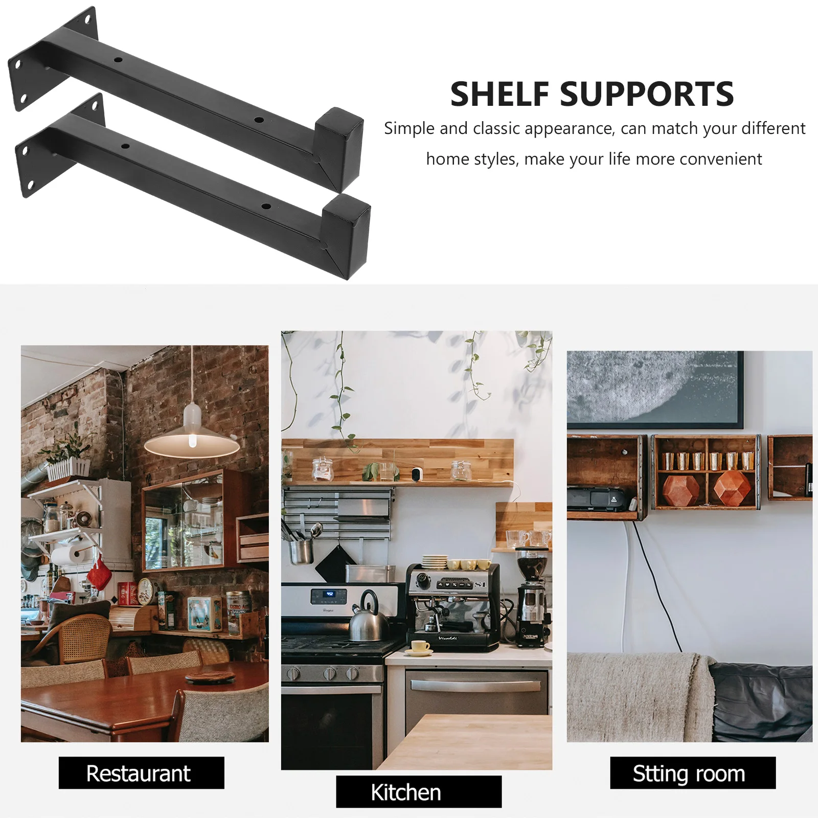 

2Pcs Shelf Brackets Heavy Duty Metal Wall Mount for Floating Shelves Decorative Home Storage Bathroom Bedroom Use