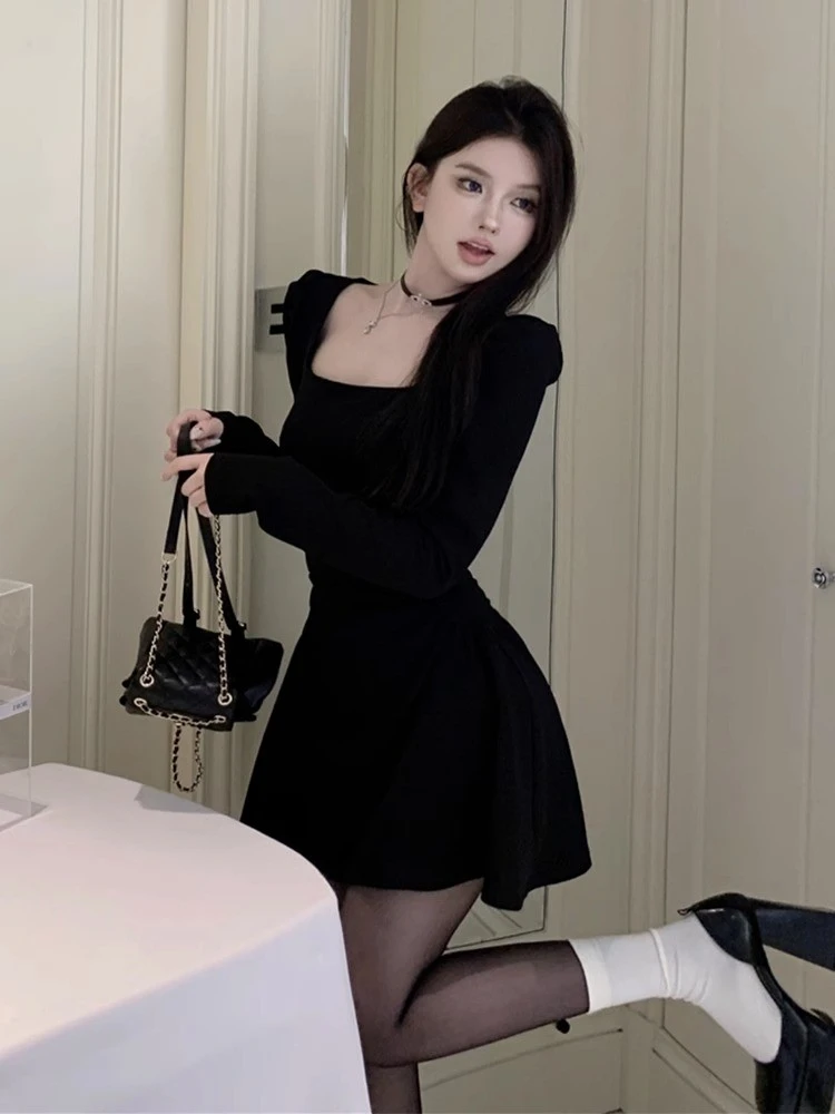 Vestidos de manga comprida vestido feminino senhora outono modal bege smocking ruched cintura-equipado meio gola alta clássico minimalista simples