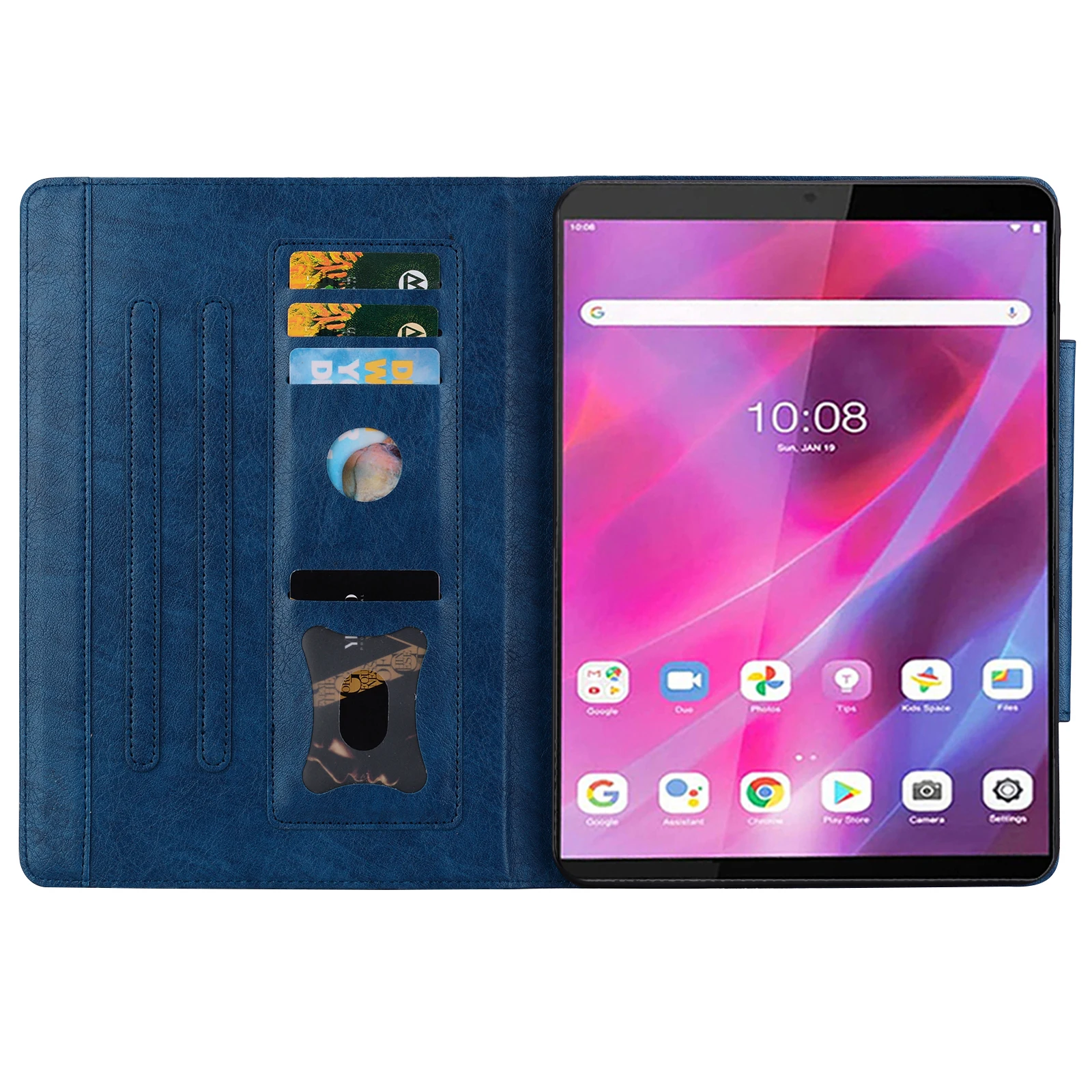 Penutup braket Slot kartu dompet untuk Lenovo Tab M8 HD 8.0 inci gesper Menara kucing magnetik Flip tahan guncangan casing lembut kulit