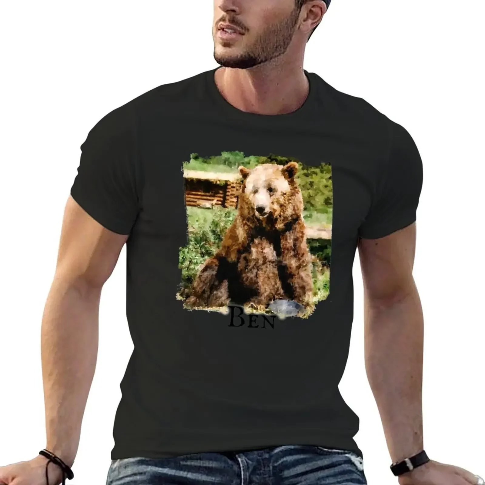 Ben Grizzly Adams T-Shirt blacks korean fashion mens t shirt