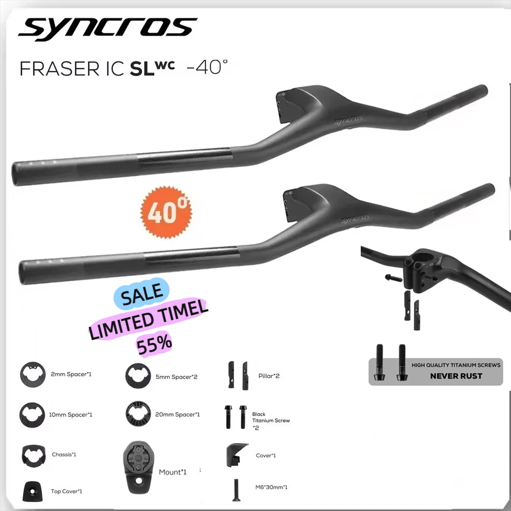 SYNCROS FRASER IC SL WC For -40degrees Sparks Frame 740MM Full Carbon Fibre Integrated Cockpit MTB Handlebar Titanium screws