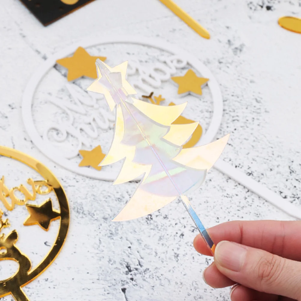 

6Pcs Xmas Tree Cake Toppers Stereo Design Cake Inserts for Christmas Party Supplies Christmas Themed Toppers Xmas Party Supplies