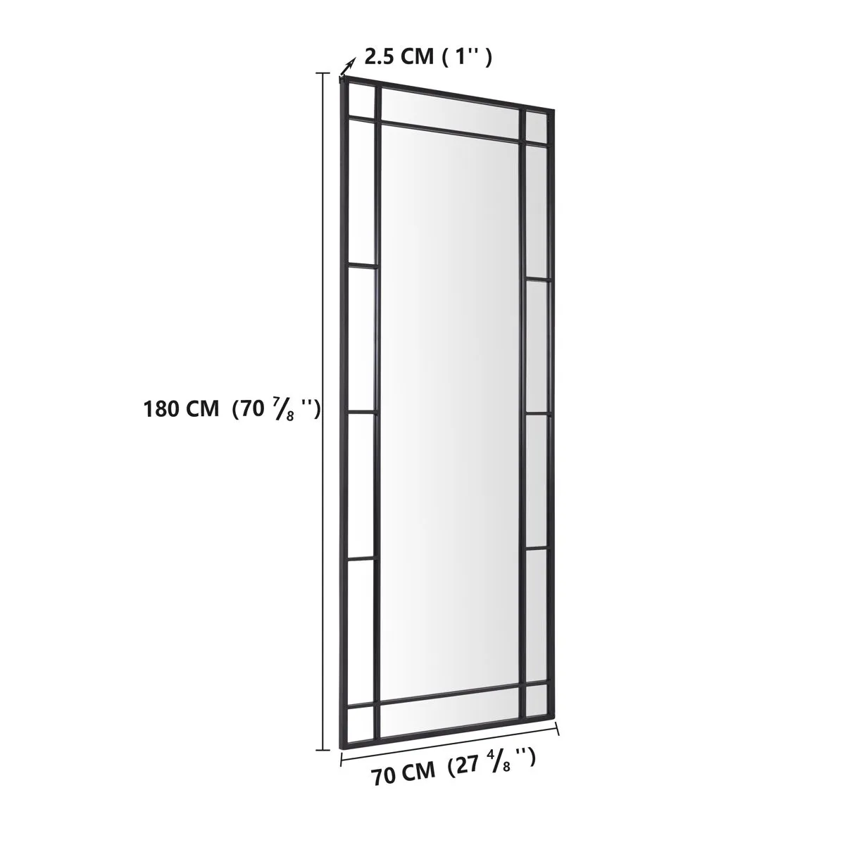 SHYFOY 71'' H Metal Rectangle Black Full Length Mirror