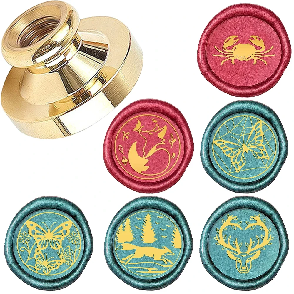 

Штамп с сургучной печатью «Бабочка Лиса» 25 мм, сменный дизайн животных, сплошной латунный наконечник, съемный, для конвертов, приглашений, подарочных карт