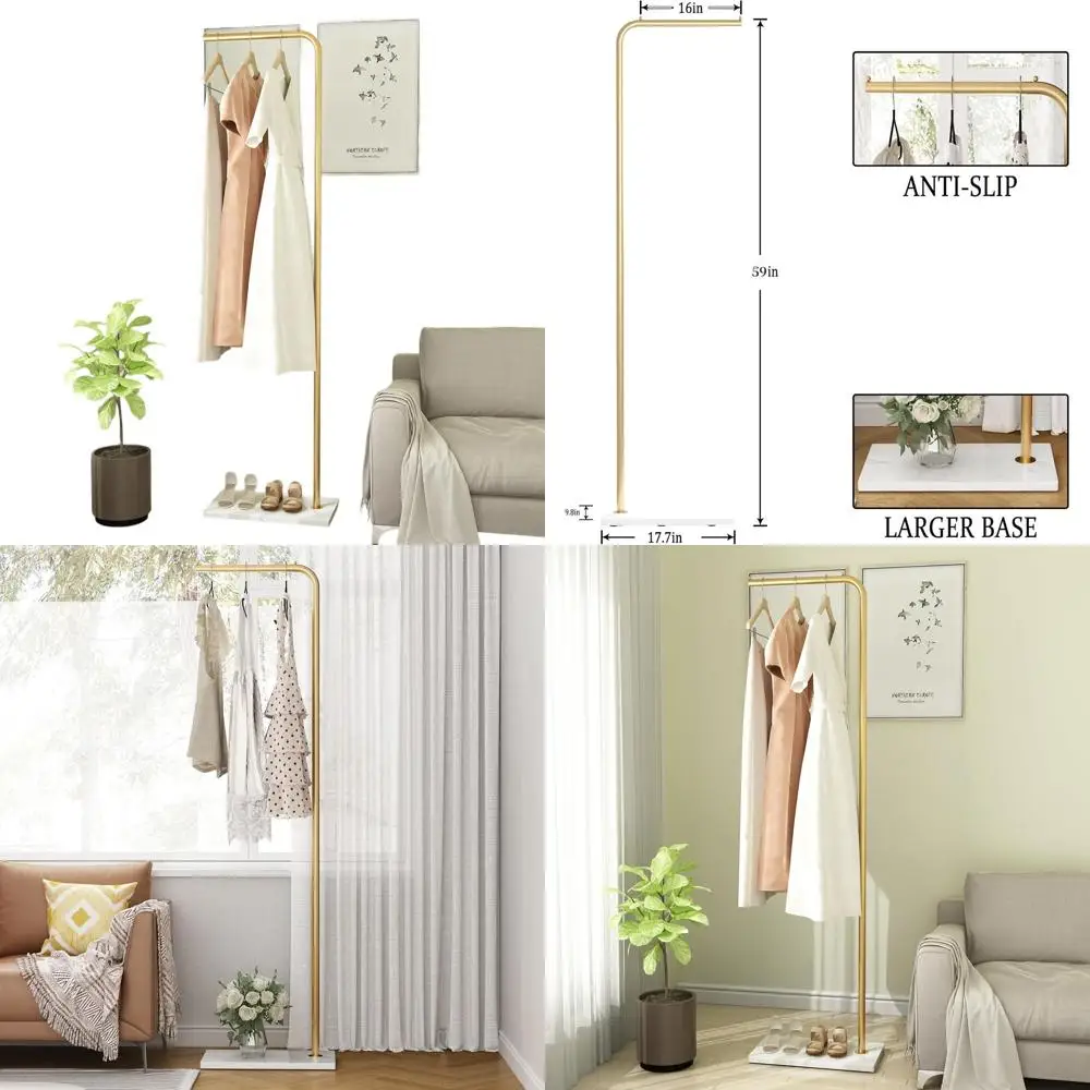 

Contemporary Freestanding Metal Coat Rack with Crossbar and Stable Base for Home and Office Entryways