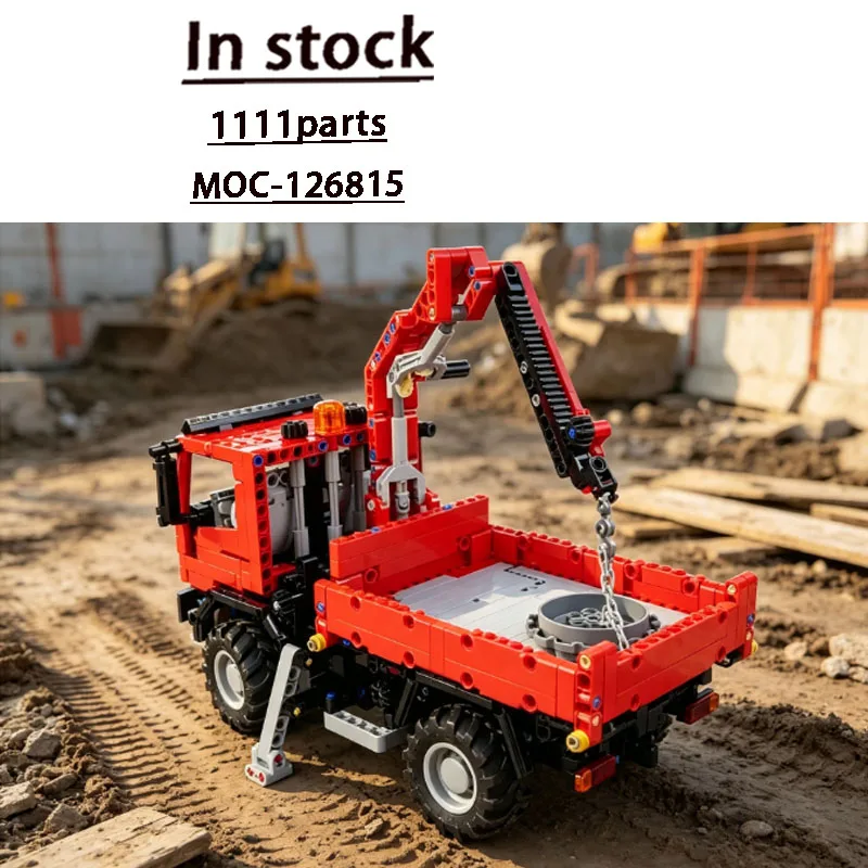 New Street MOC-126815 Cargo Semi-Trailer Crane Truck Building Block Model 1111 Parts Birthday New Year Christmas Toy Gift
