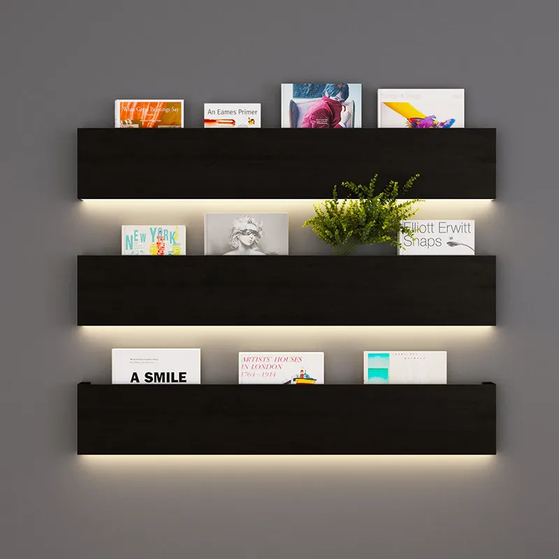 Iron Decorative Shelf Creative Wall-Mounted Storage Display for Living Room Magazines Rack Modern