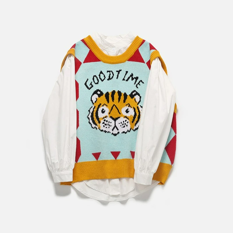 Autumn Winter Christmas 2022 New Mother Kids Tiger Vest Mommy and Me Father Son Matching Clothess Fashion Family Sweater