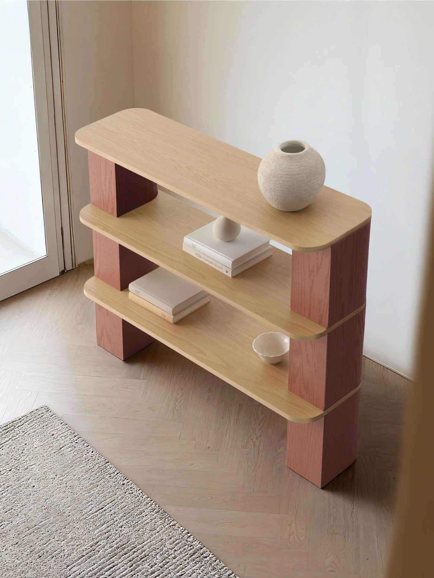 Medieval bookshelf, floor-to-ceiling storage, small apartment against the wall, multi-layer storage, double-sided