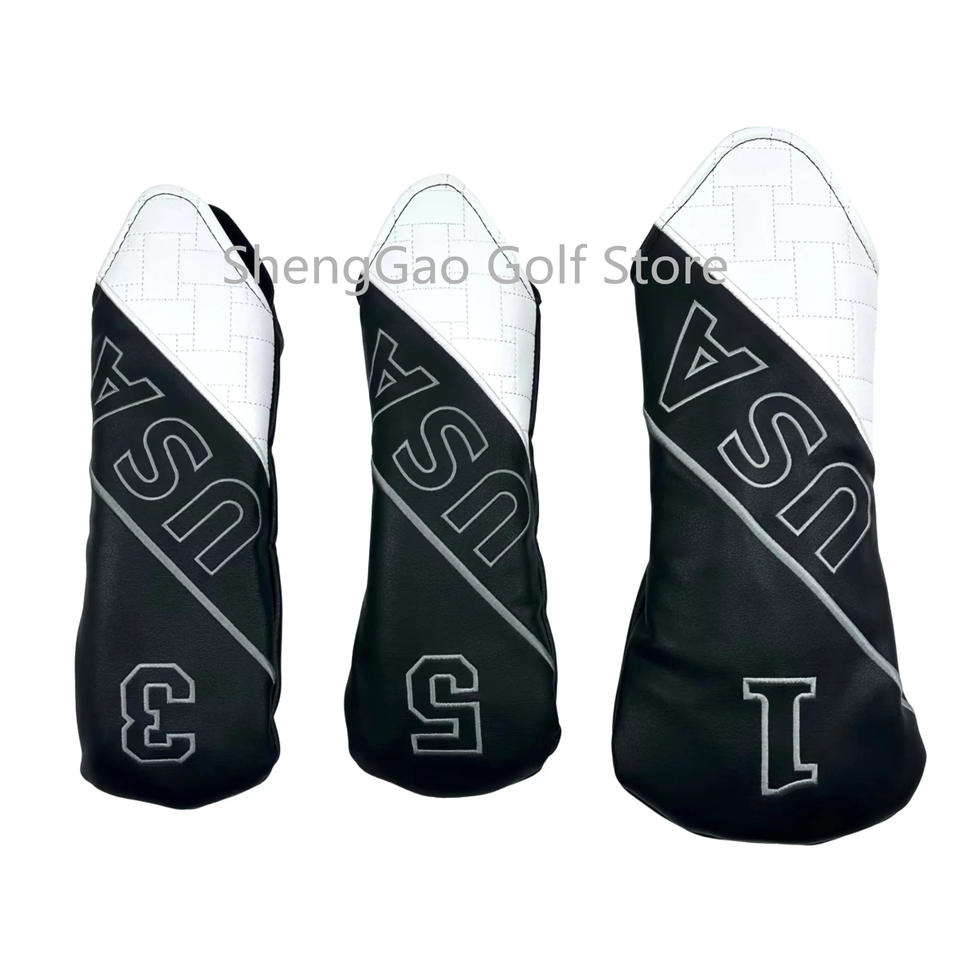 Golf USA Square lattice pattern Head cover Driver Head Covers Fairway Wood Head Covers Hybrid Head Covers Pu Leather
