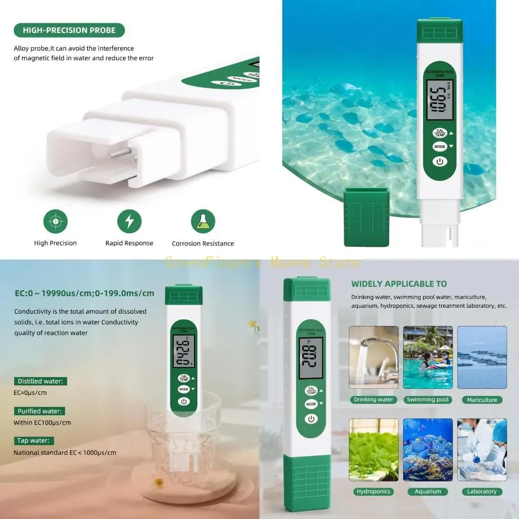 

F68D Портативный тестер качества воды Профессиональный EC SALT S.G TEMP Test Pen Пластик