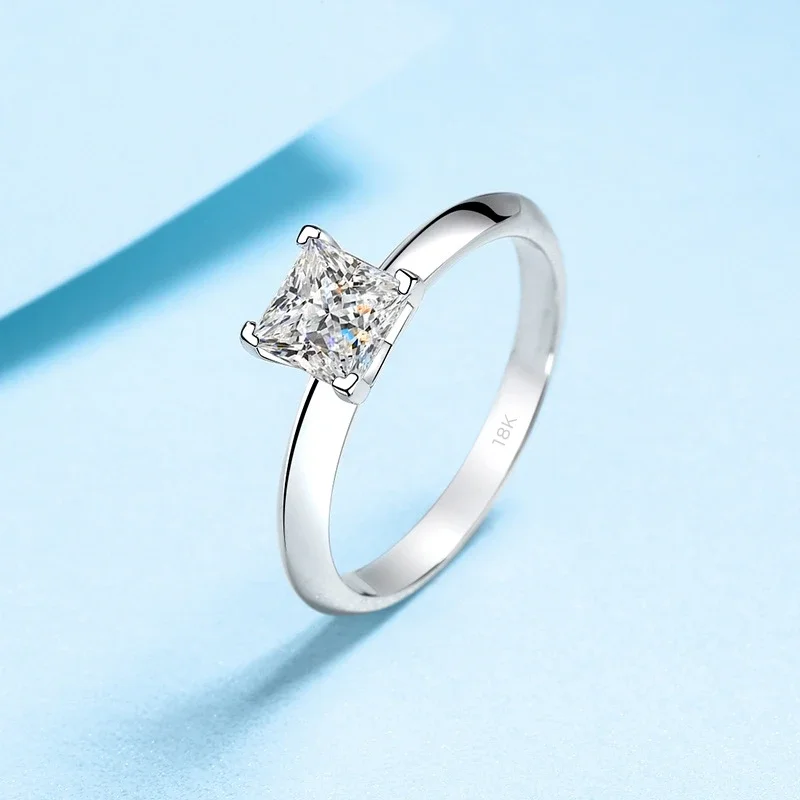 

Designer Jewelry Women 18K White Gold VVS1 D Color 1/2 CT Moissanite Square Diamond Original Certified Wedding Engagement Rings