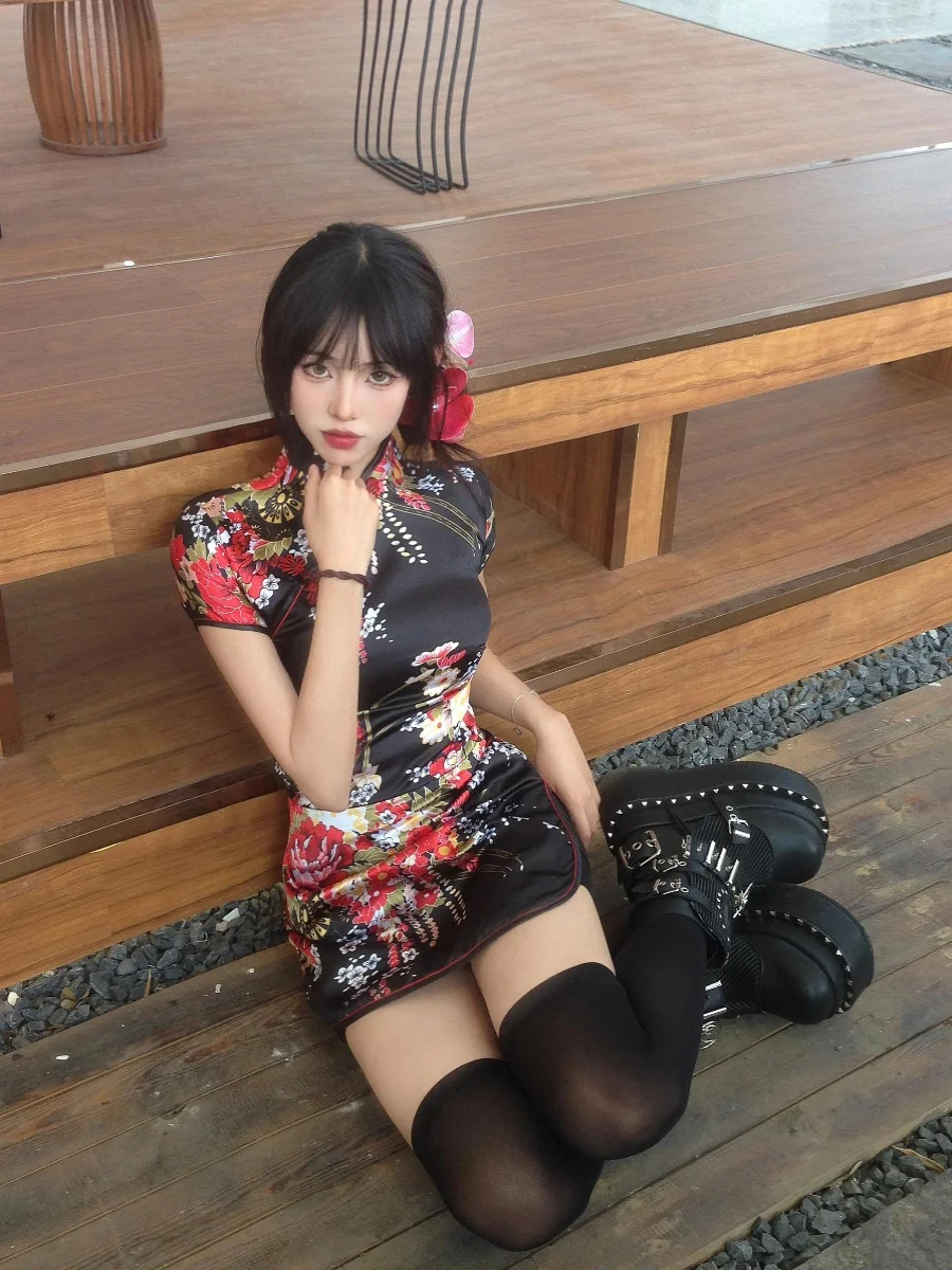 Loween cosplay dr avental de empregada chinesa conjunto de duas peças ort sve uso diário vestido étnico sle