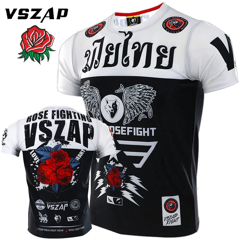 2025 VSZAP Fighting Sports Fighting Sanda Short sleeved T-shirt Fitness Training MMA Appears Male Muay Thai Seeks Muscle UFC