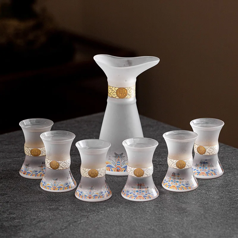 

Стеклянный дозатор вина, бытовой набор бокалов для вина, китайский светильник, роскошная высококачественная чашка Baijiu, набор бокалов для вина с одним укусом, подарочная коробка