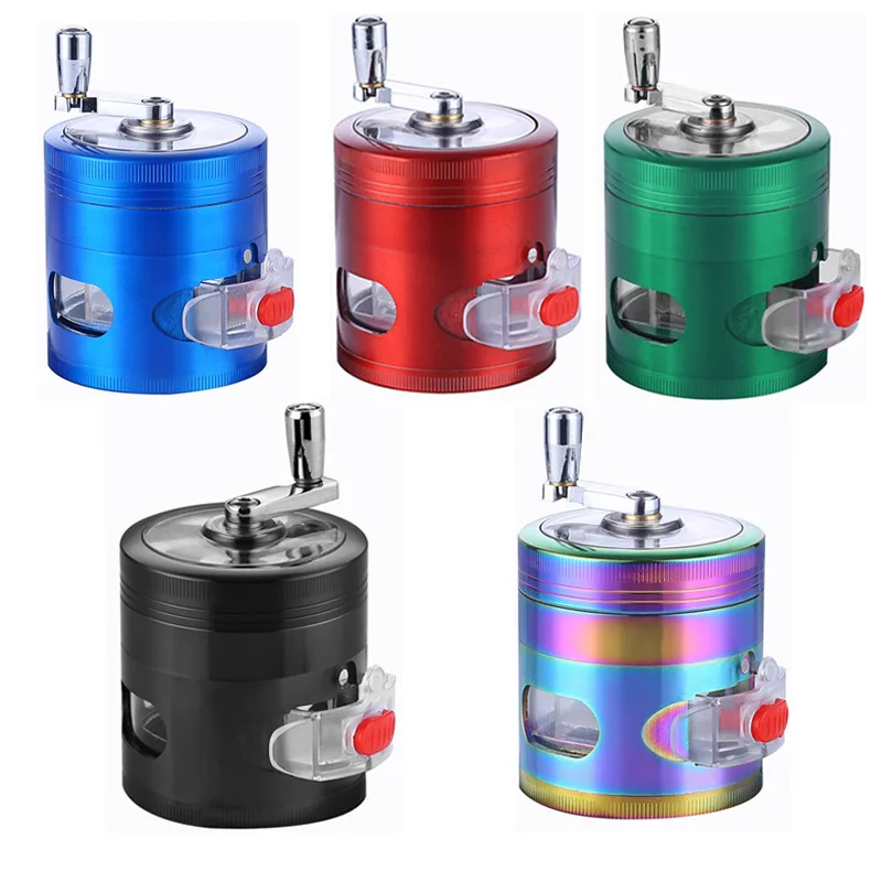 

Hand Tobacco Grinder Zinc Alloy Colorful 63MM Four Layer Folding Rocker with Drawer Crushed Smoke Grinder