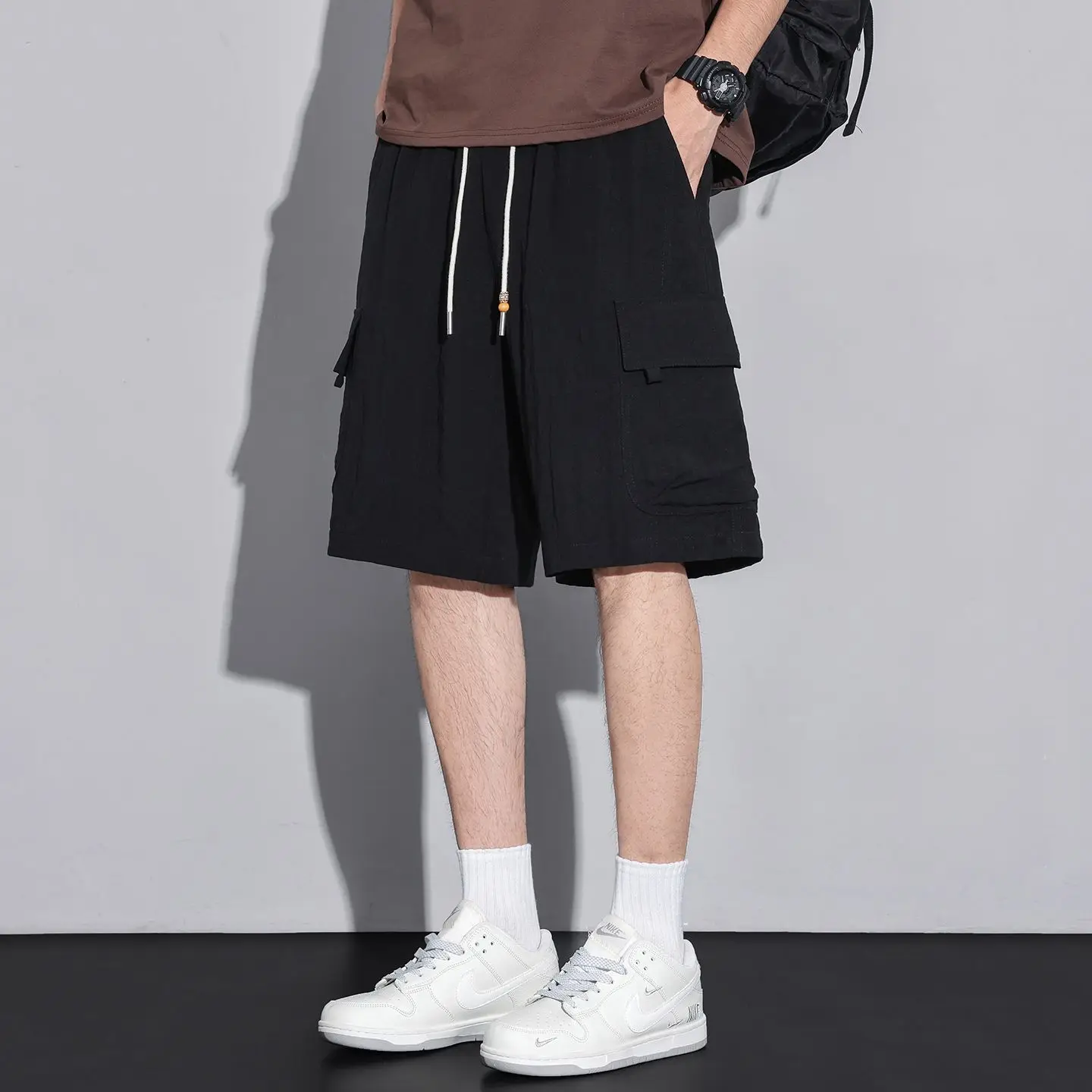 Cool Sensation Men's Workwear Casual Pants Straight Leg Hong Kong Style Retro Shorts Breathable Comfortable Summer Fashion