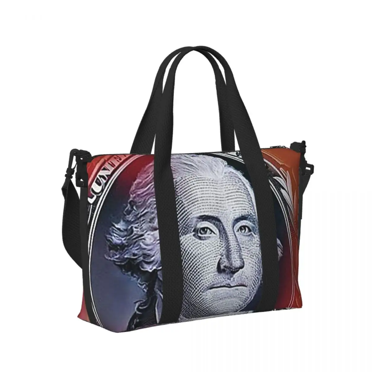 

George Washington And Abraham Lincoln Beach Travel Bag Large Capacity Tote Bags for Gym Yoga Women Shopping Duffle Shoulder Bag