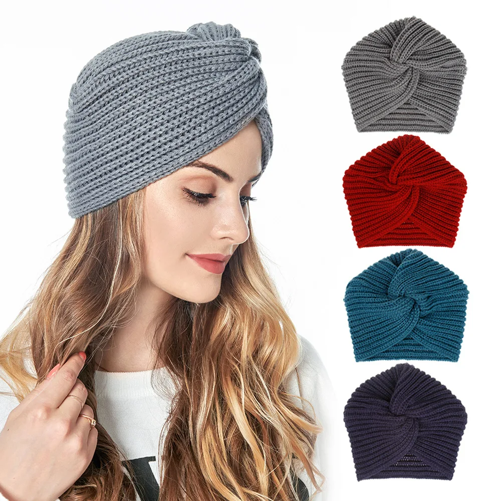 Turbante cruzado de terciopelo elástico musulmán para mujer, gorro de quimio, gorros, envoltura para la cabeza, accesorios para el cabello de Color sólido, nueva moda